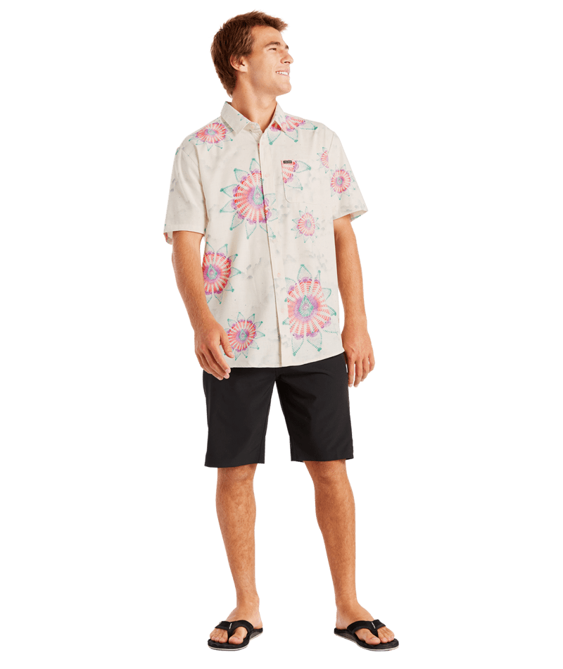 Voclom Star Shields  Short Sleeved Woven Shirt In Coconut-4